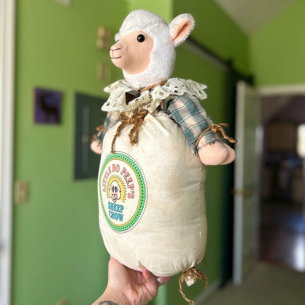 VTG Cottagecore 1994 Little Bo Peep Cattle Bell Collar Sheep Chow Doorstopper - Picture 2 of 12